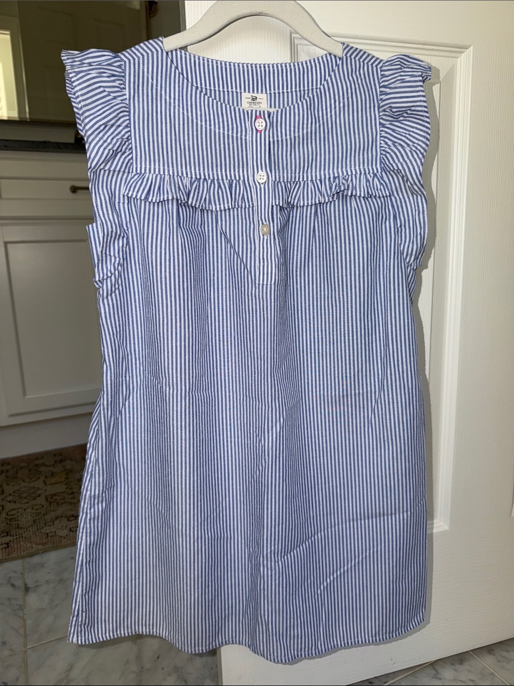 Crewcuts girls’ blue/white striped ruffled nightgown